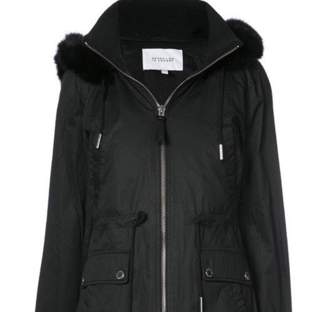 Derek Lam 10 Crosby Fox Fur-Trimmed Anorak Coat S6